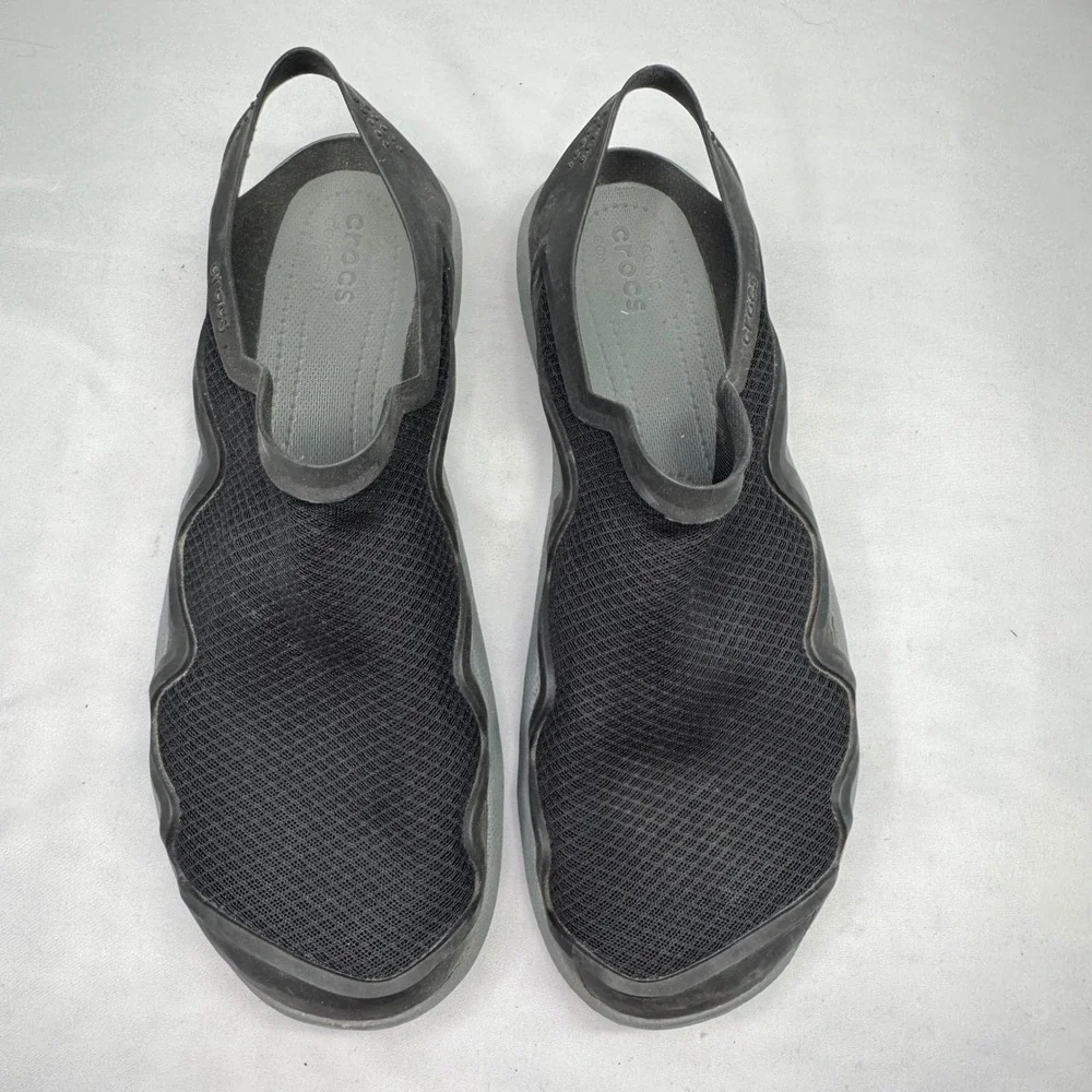 Crocs Swiftwater Mesh Deck Sandals Mens 13 Black Water‎ Shoes Hiking Boating
